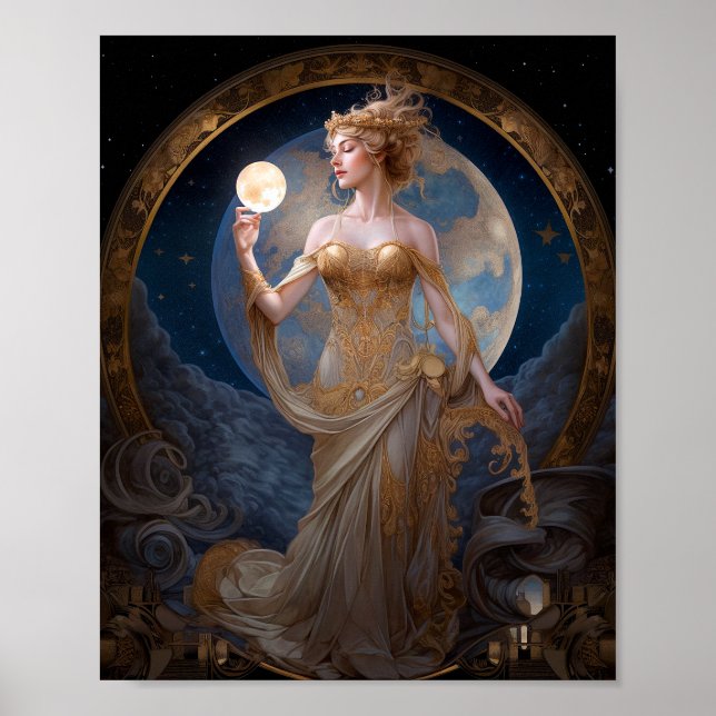 Moon Goddess Queen Fantasy Art Poster (Front)