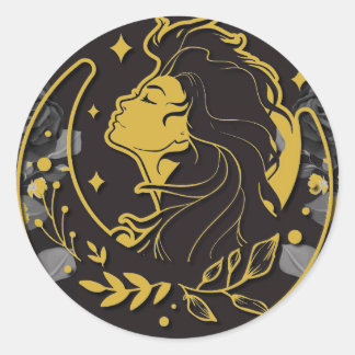 Moon Goddess - Wicca - Pagan Classic Round Sticker