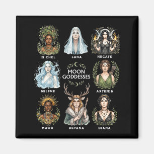 Moon goddesses witchy pagan divine feminine art magnet