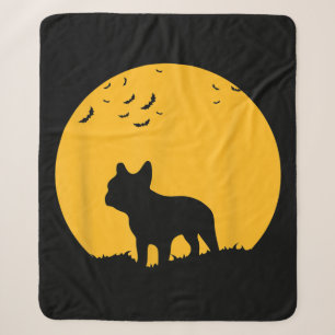 Moon Halloween Inspire French Bulldog Gift Sherpa Blanket