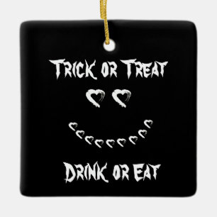 Moon Heart Halloween Trick or Treat Ornament