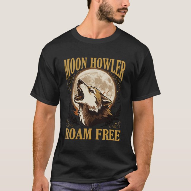 Moon Howler Howling Wolf T-Shirt (Front)