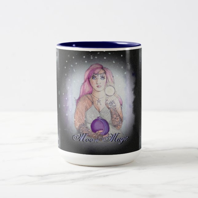 Moon in a Bottle Witch Wiccan Pagan Two-Tone Coffee Mug (Center)