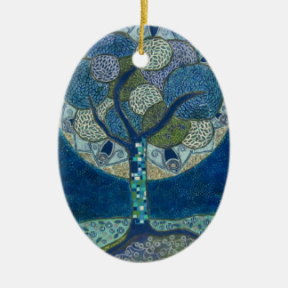 "Moon in Bloom" (painting) Ceramic Tree Decoration