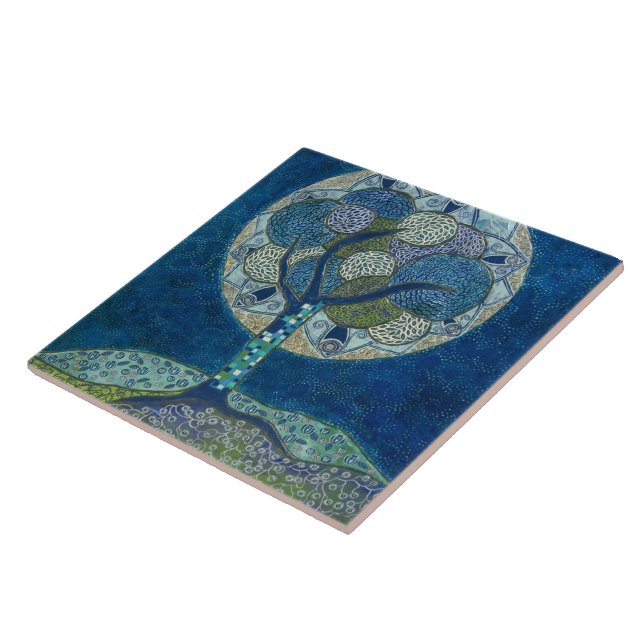 "Moon in Bloom" (painting) Tile (Side)