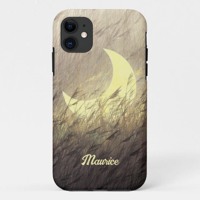 Moon in Grass iPhone Custom Cover Case (Back)