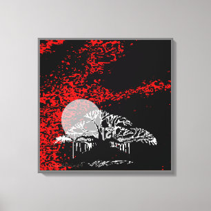 Moon in Red Sky Canvas Print