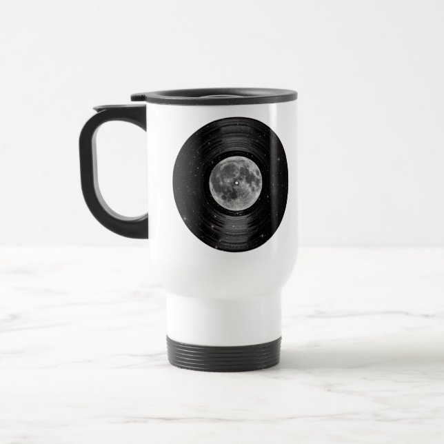 Moon In Space Vinyl LP Record Travel Mug (Left)