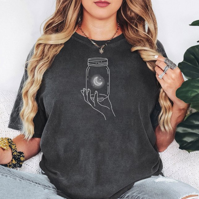 Moon Jar Line Art Celestial Mason Jar T-Shirt (Creator Uploaded)