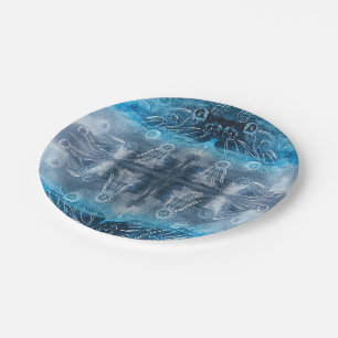 Moon jellyfish batik print paper plate