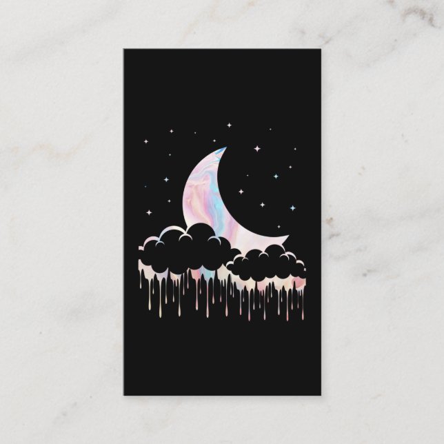 Moon Kawaii Crescent Witchy Pastel Goth Business Card (Front)