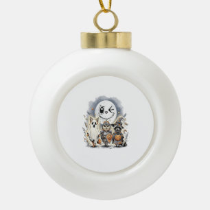 Moon Knight Raccoon Halloween Ceramic Ball Christmas Ornament