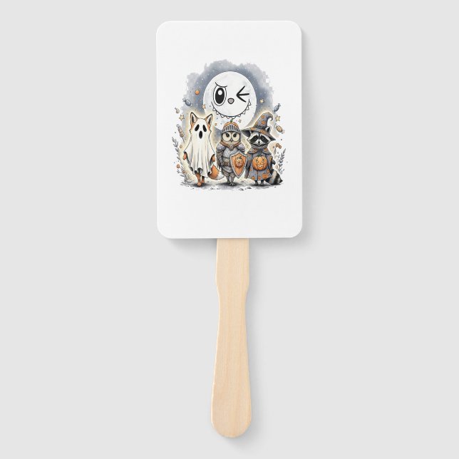 Moon Knight Raccoon Halloween Hand Fan (Front)