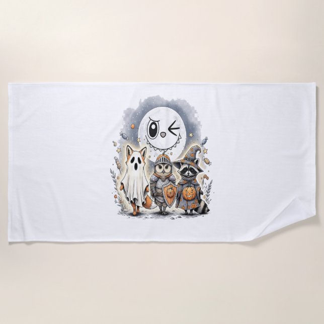 Moon Knight Racoon Halloween Beach Towel (Front)