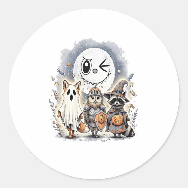 Moon Knight Racoon Halloween Classic Round Sticker (Front)