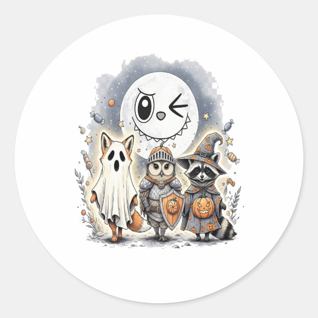 Moon Knight Racoon Halloween Classic Round Sticker (Front)