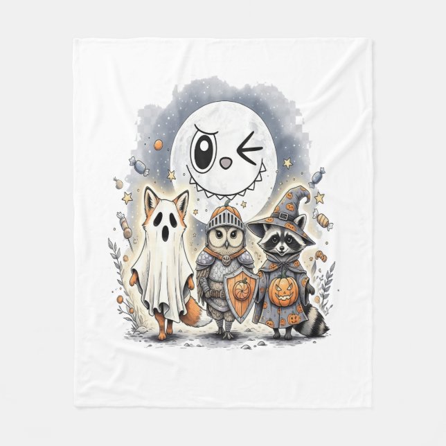 Moon Knight Racoon Halloween Fleece Blanket (Front)