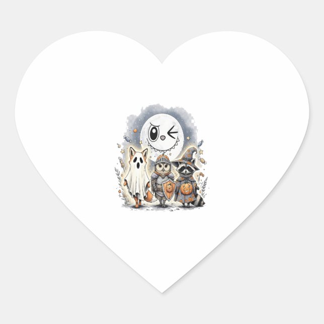 Moon Knight Racoon Halloween Heart Sticker (Front)