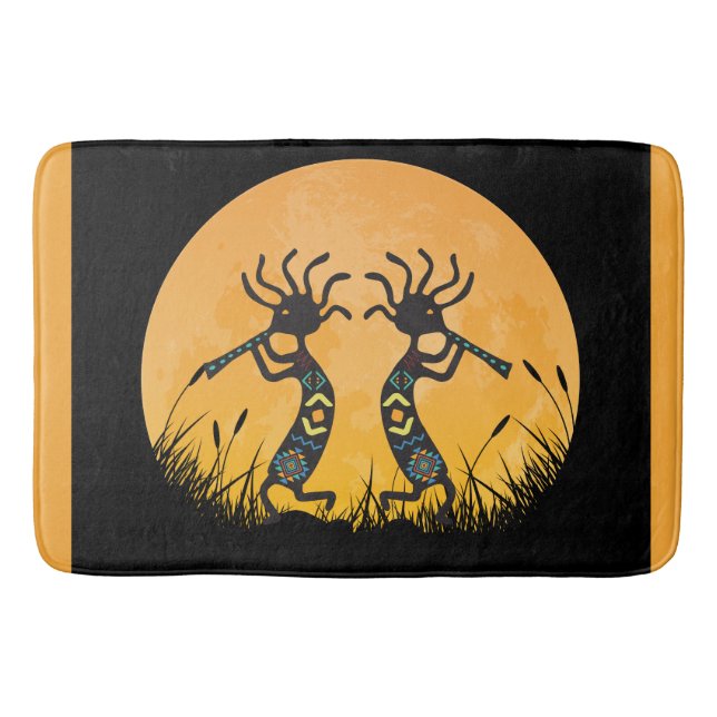 Moon Kokopellis Canvas Bath Mat (Front)