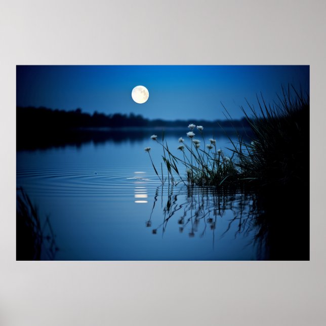 Moon Lake Tranquil Peaceful Nature  Poster (Front)