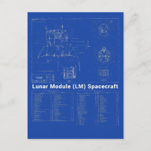 Moon Lander Lunar Module (LM) Blueprint Postcard