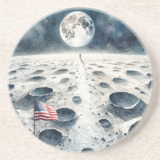 Moon Landing - Astronaut & American Flag Coaster