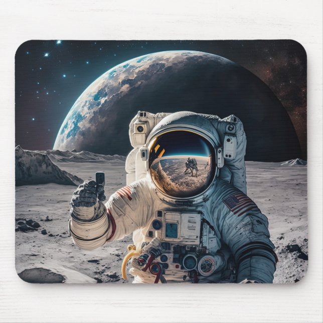 Moon landing astronaut mouse mat (Front)
