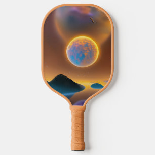 Moon landscape art pickleball paddle