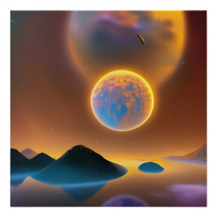 Moon landscape art    poster