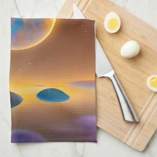 Moon landscape art   tea towel