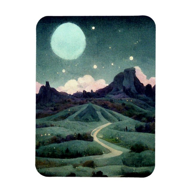 Moon Landscape Fantasy Magnet (Vertical)