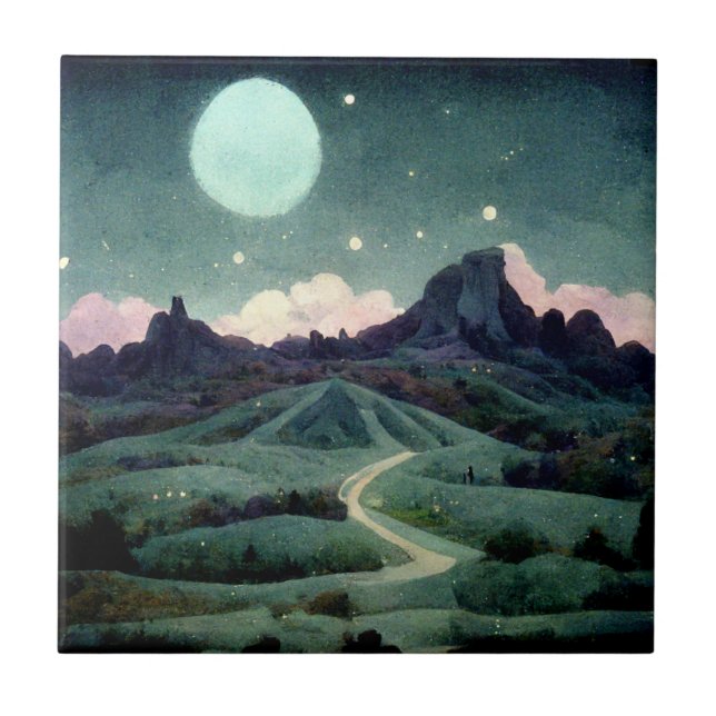 Moon Landscape Fantasy Tile (Front)