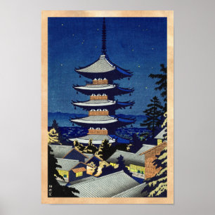 Moon Light In Yasaka Pagoda Asano Takeji Poster