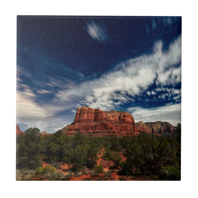Moon Light over Sedona, Arizona Tile (Front)