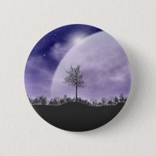 Moon Light Stars Sky Trees Whimsical Personalise 6 Cm Round Badge