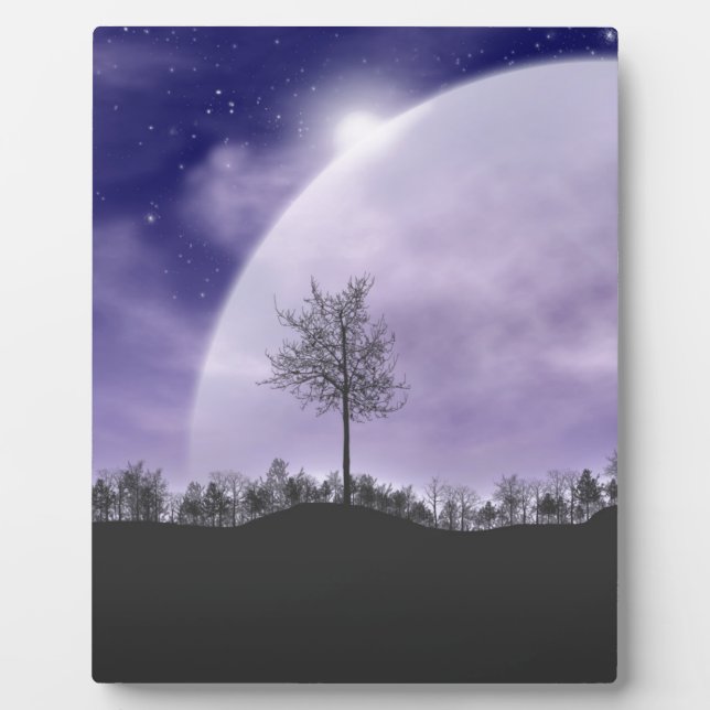 Moon Light Stars Sky Trees Whimsical Personalise Plaque (Front)
