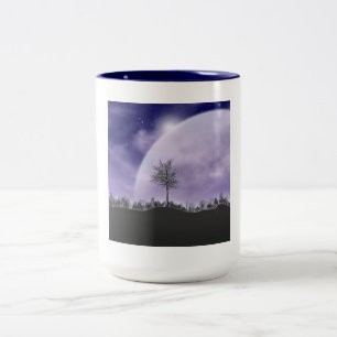 Moon Light Stars Sky Trees Whimsical Personalise Two-Tone Coffee Mug