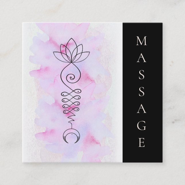 *~* Moon Lotus Energy  Reiki Massage Therapist Square Business Card (Front)