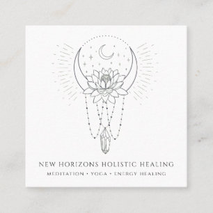 Moon Lotus Flower Crystal Energy Healing  Business Square Business Card