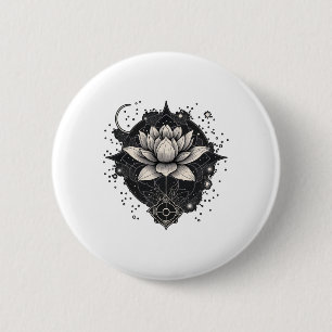 Moon Lotus Flower Yoga Meditation 6 Cm Round Badge