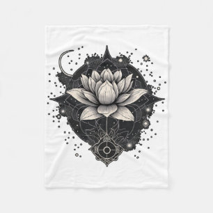 Moon Lotus Flower Yoga Meditation Fleece Blanket