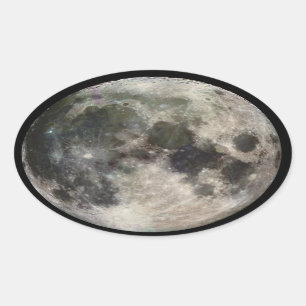 Moon Lunar Surface Photograph Galileo Oval Sticker