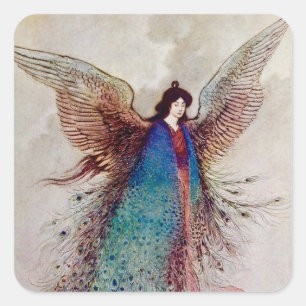 “Moon Maiden” Fairy Art by Warwick Goble Square Sticker