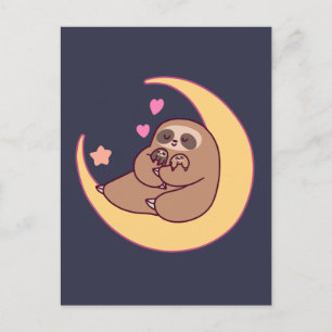 Moon Mama Sloth and Babies Postcard