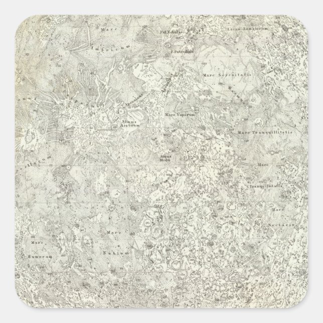 Moon Map Square Sticker (Front)