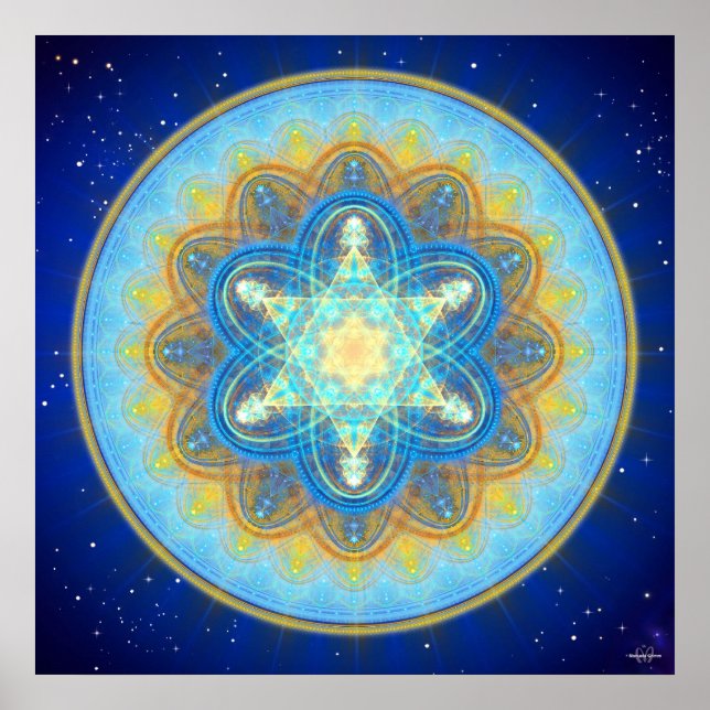 Moon Merkaba Mandala Poster (Front)