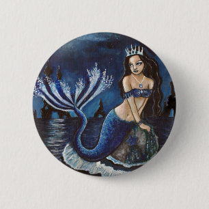 Moon mermaid 6 cm round badge