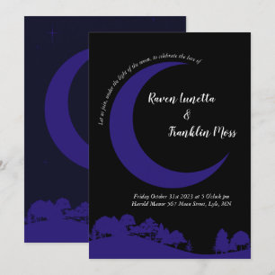 Moon Midnight Blue Wedding Invitation