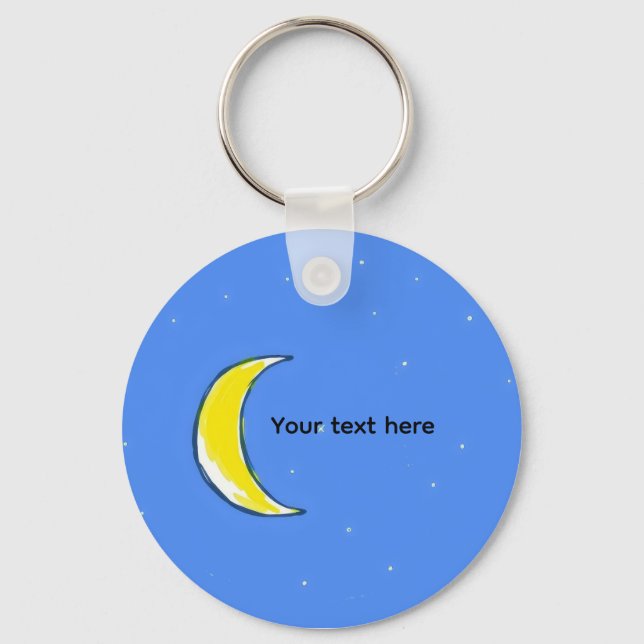 Moon – Minimal Lunar Custom Text Design Key Ring (Front)