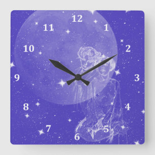 Moon Mirage Square Wall Clock
